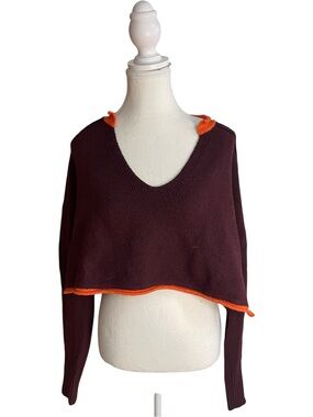 UO BDG Cardiff Notch Neck Sweater Burgundy